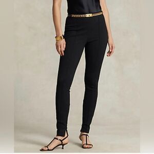 Polo Ralph Lauren zipper hem ankle pants black sz 2 office preppy closet staple